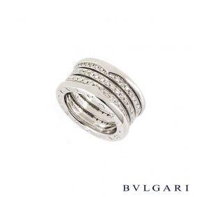 Bvlgari 18k White Gold Diamond Set B.zero1 Ring AN850553